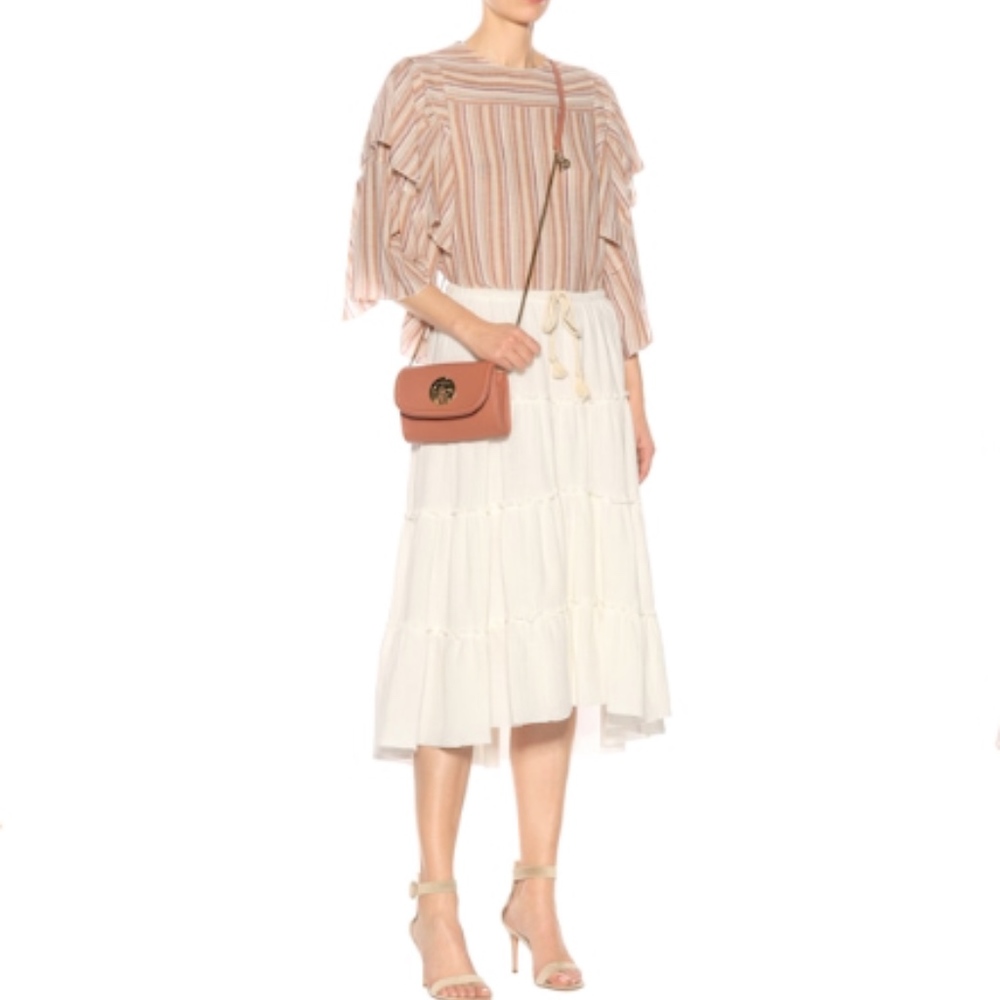 See By Chloé Ruffled Cream Maxi Prairie Skirt M - Picture 2 of 10